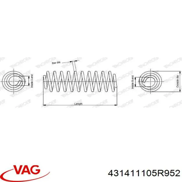 Купити 431411105R952 VAG Гвинтова пружина підвіска