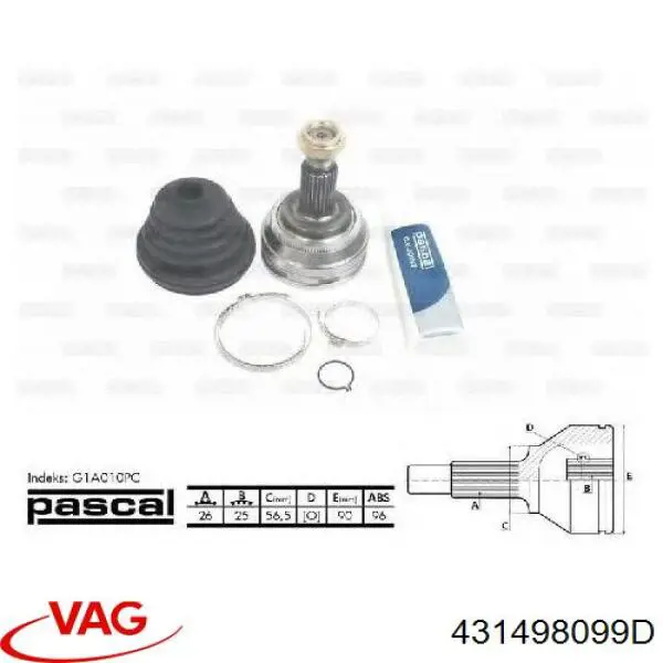 Купити 431498099D VAG Шарнір приводу зовнішній