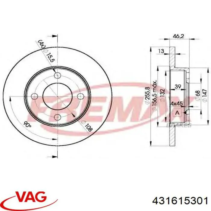 Гальмівні диски передні 431615301 VAG