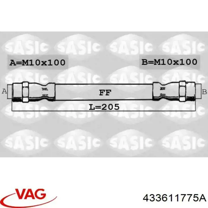 433611775A VAG Шланг гальмівний задній