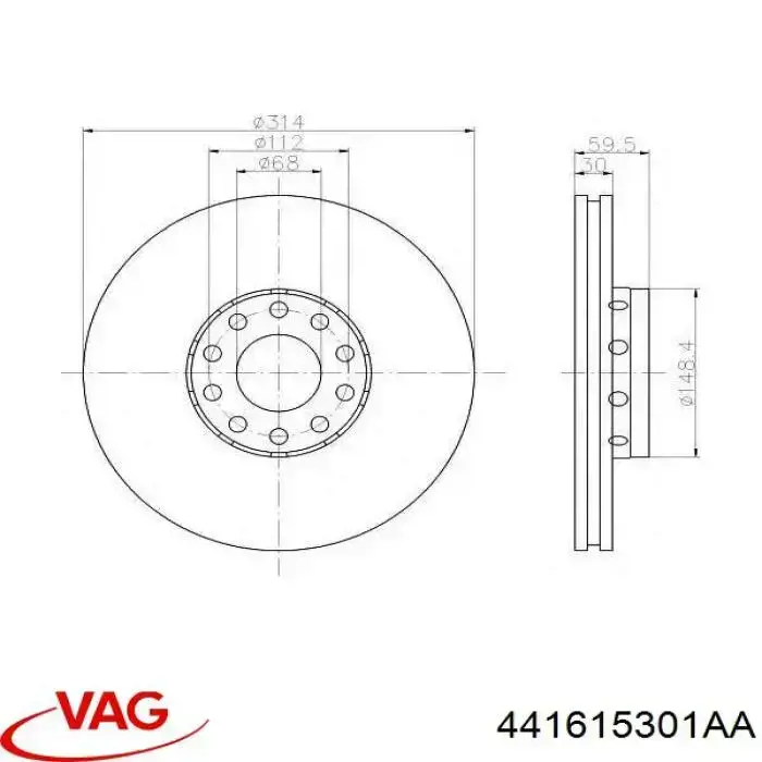 Купити 441615301AA VAG Ротор гальмівний