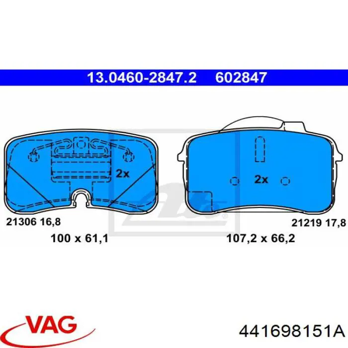 Купити 441698151A VAG Колодки гальмівні передні, дискові