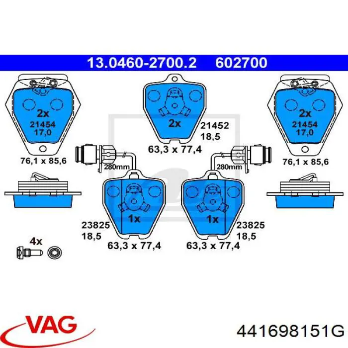 Колодки гальмівні передні, дискові 441698151G VAG