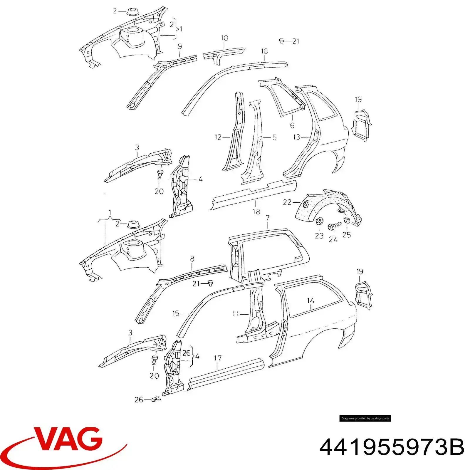 Болт/гайка кріплення VAG 441955973B ціна, від 0.55 USD
