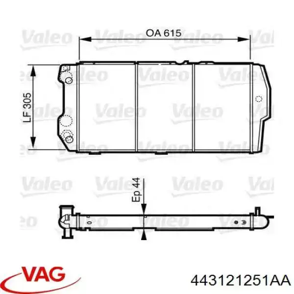 Радіатор охолодження двигуна 443121251AA VAG