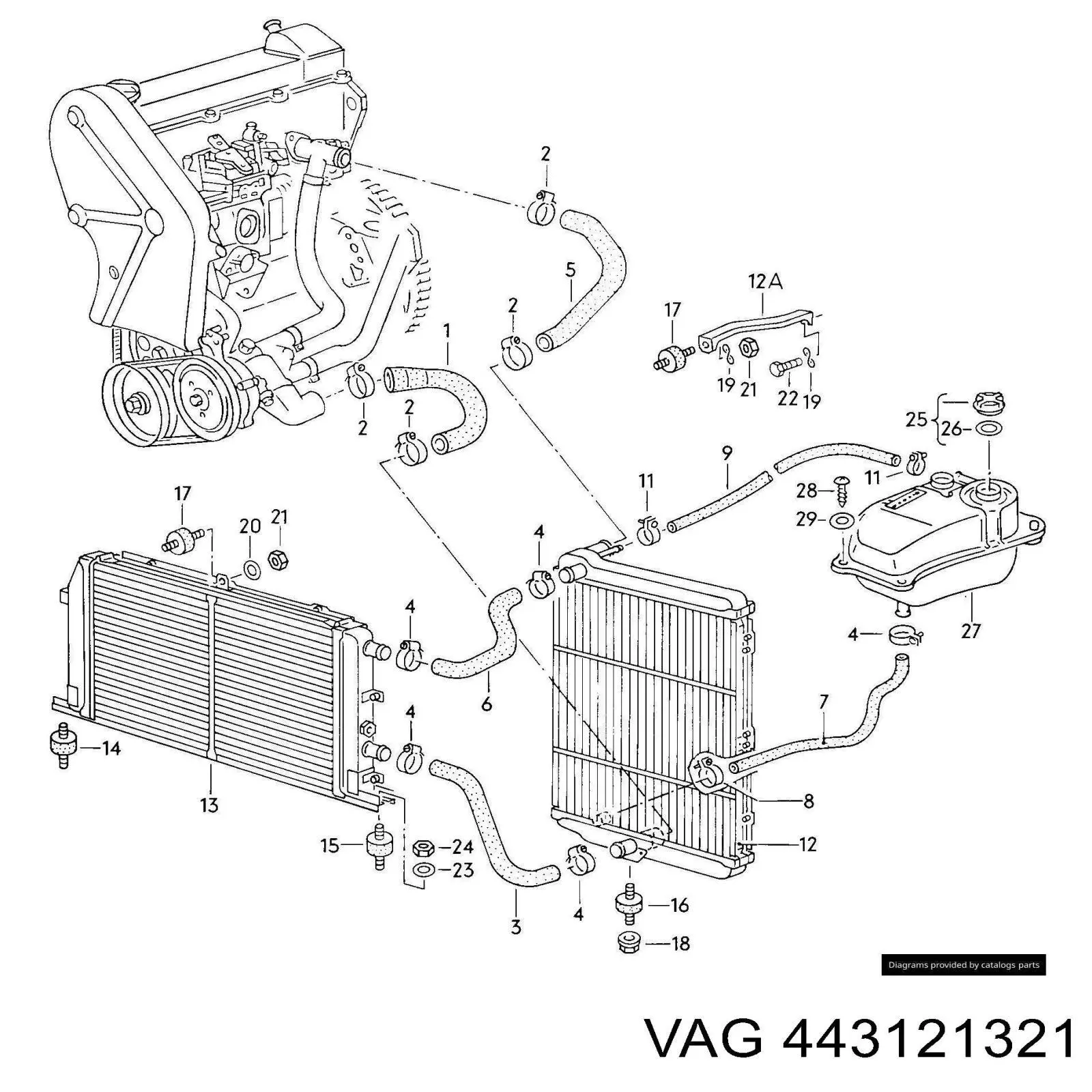 Кришка / пробка розширювального бачка VAG 443121321 ціна, від 6.33 USD