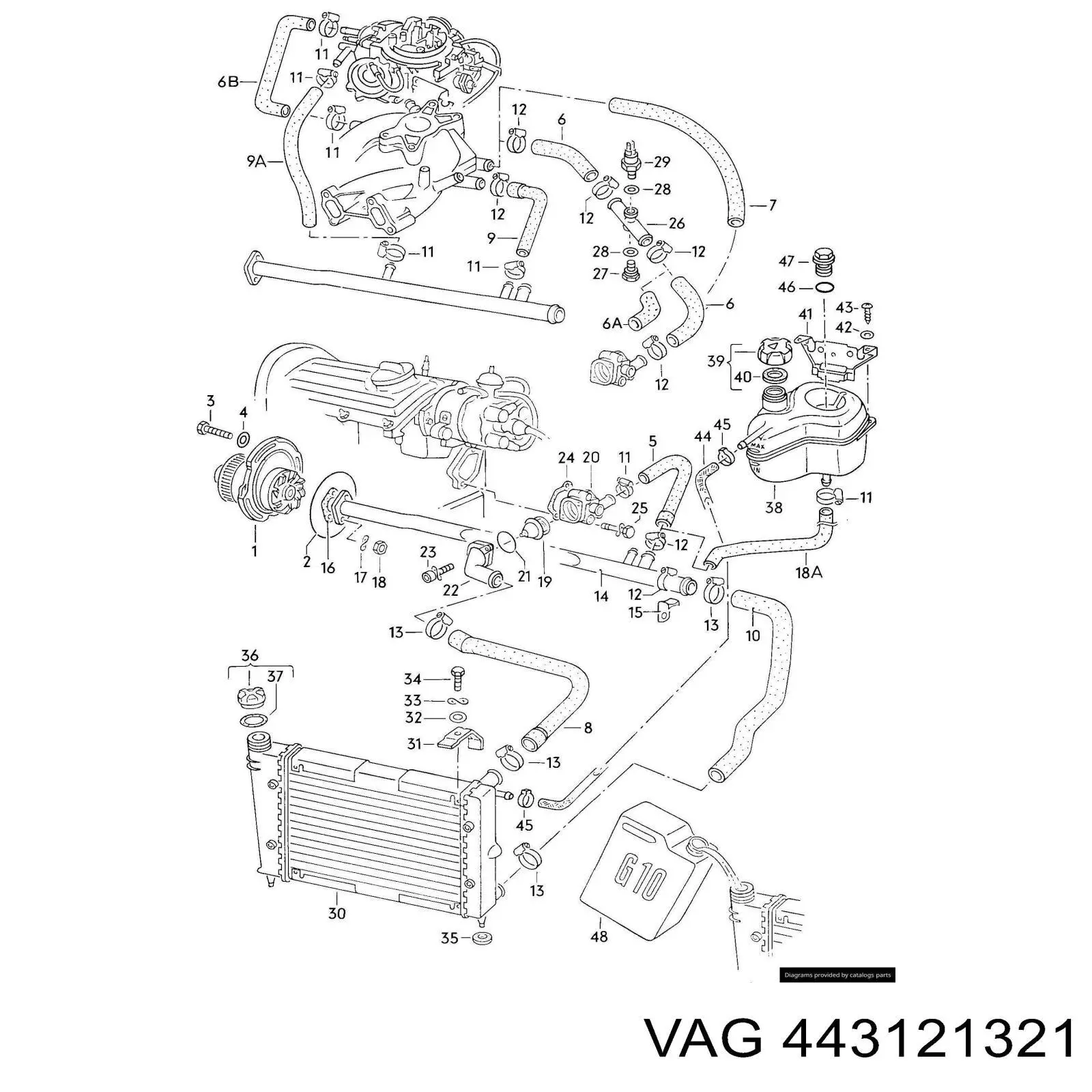 Кришка розширювального бачка 443121321 VAG