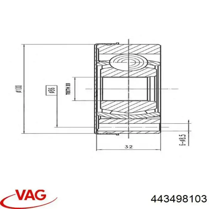 Купити 443498103 VAG Граната внутрішня ліва