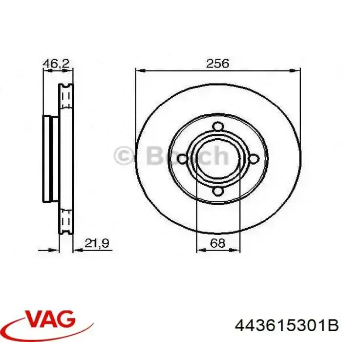Купити 443615301B VAG Ротор гальмівний