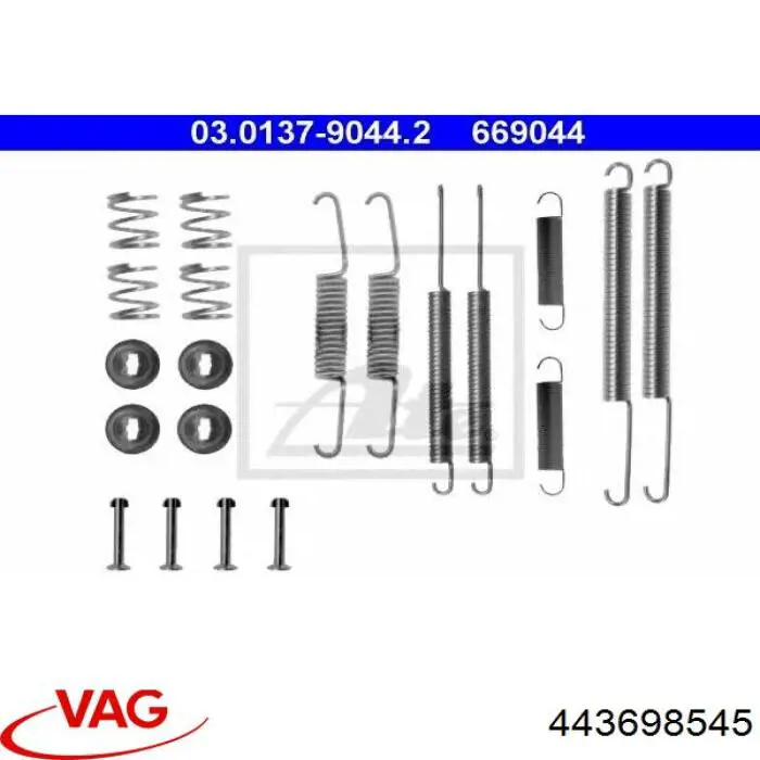 Монтажний комплект задніх барабанних колодок VAG 443698545 ціна, від 9.19 USD