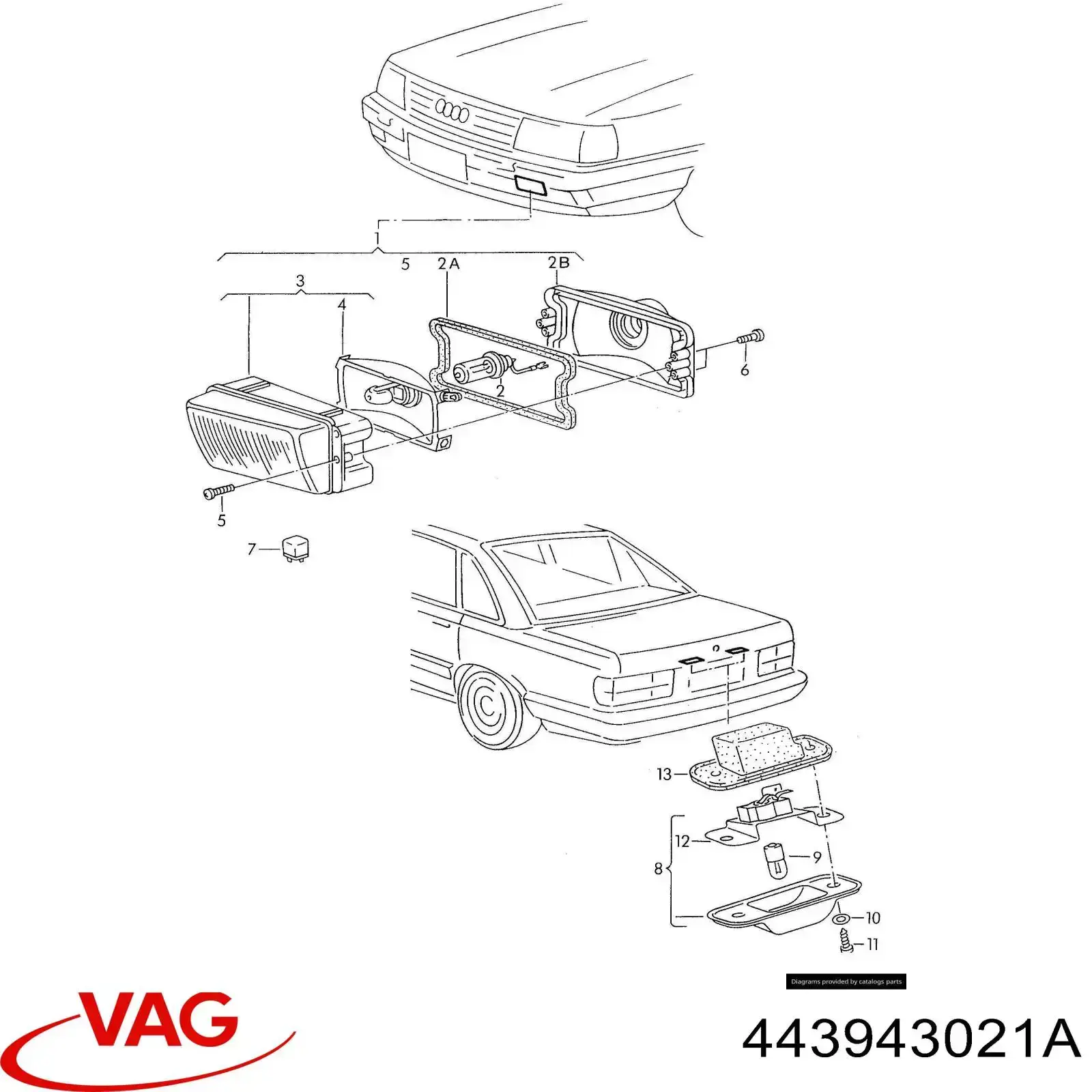 443943021A VAG Ліхтар освітлення номерного знака