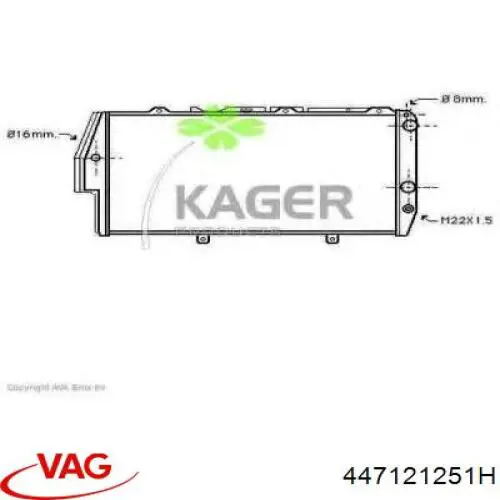 Радіатор основний VAG 447121251H ціна, від 47.34 USD