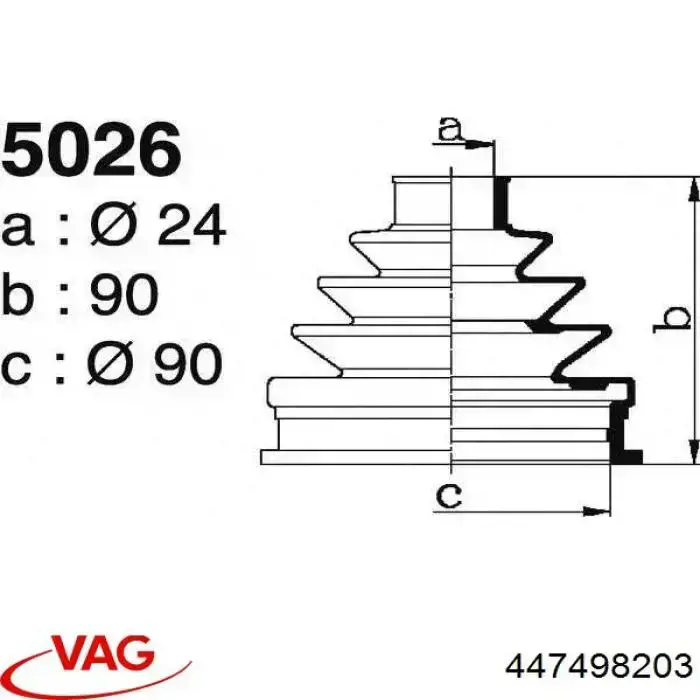 Пильник шарніра кутових швидкостей зовнішній передній VAG 447498203 ціна, від 15.82 USD