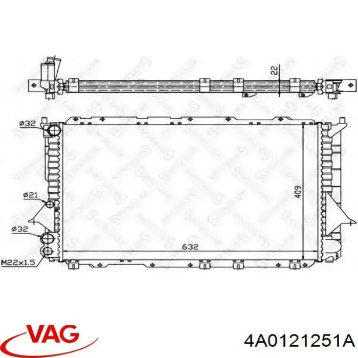 Купити 4A0121251A VAG Радіатор двигуна