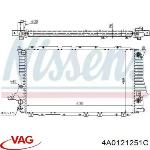 Радіатор основний VAG 4A0121251C ціна, від 84.39 USD