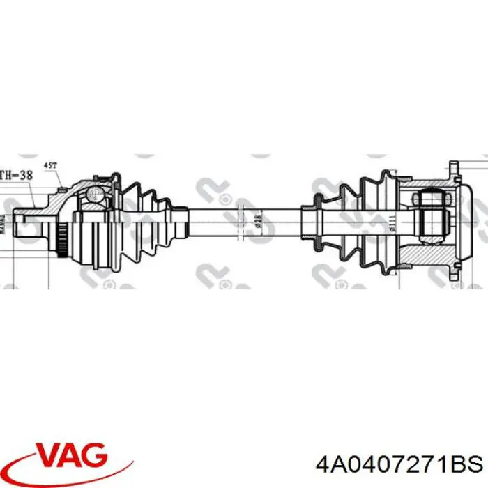 Привід передній лівий VAG 4A0407271BS ціна, від 177.90 USD