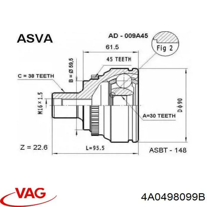 Граната колісна VAG 4A0498099B ціна, від 32.80 USD
