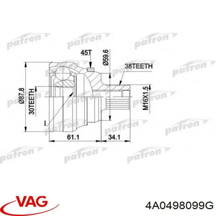 Граната колісна VAG 4A0498099G ціна, від 32.80 USD