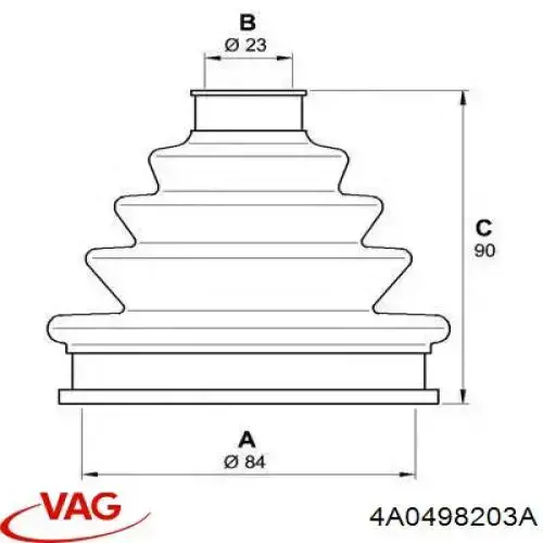 4A0498203A VAG Пильник ШРУСа зовнішній, передній піввісі