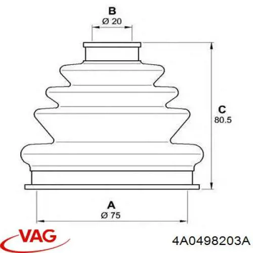 Купити 4A0498203A VAG Пильник шарніра приводу