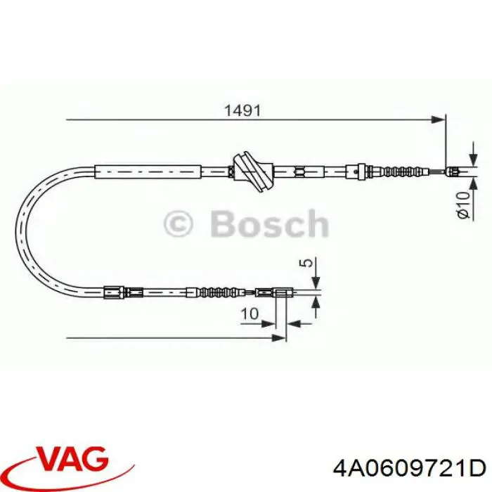 Трос ручного гальма задній, правий/лівий VAG 4A0609721D ціна, від 12.78 USD