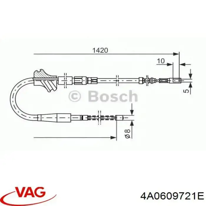 Трос ручного гальма задній, правий/лівий VAG 4A0609721E ціна, від 10.50 USD