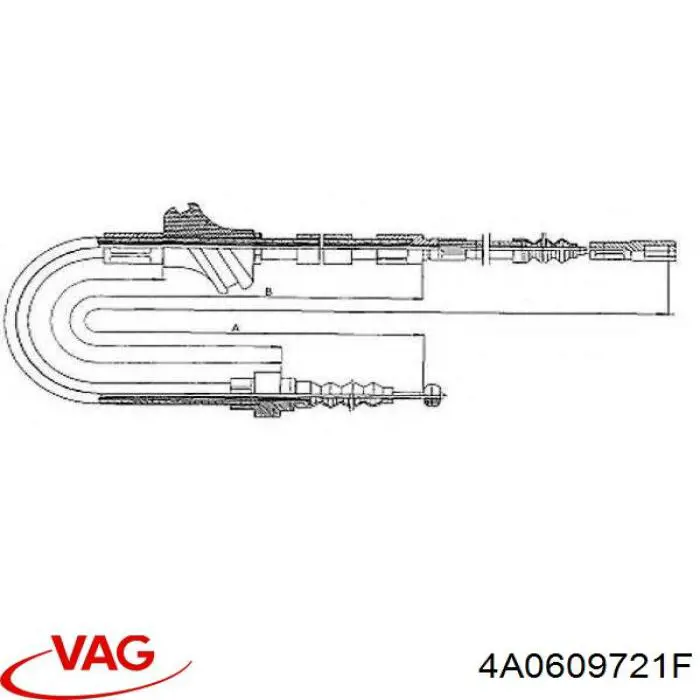 Трос ручного гальма задній, правий/лівий VAG 4A0609721F ціна, від 11.00 USD