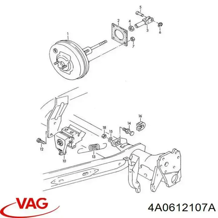 Підсилювач гальм вакуумний на Audi 80 (8C, B4)