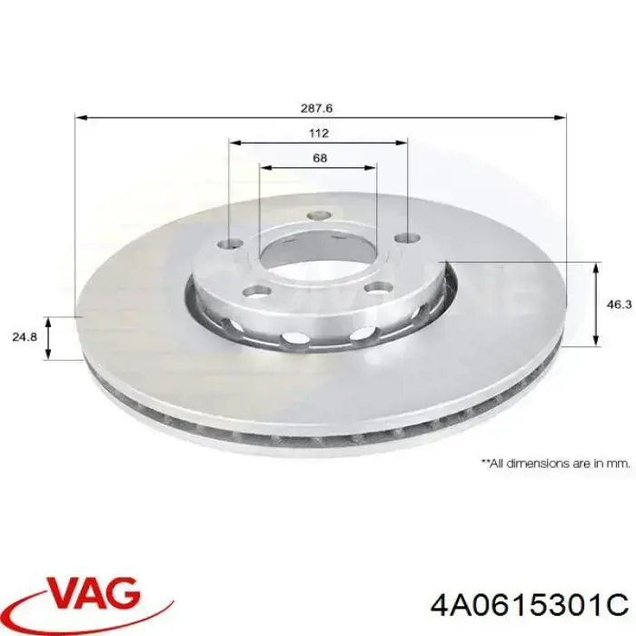 4A0615301C VAG Гальмо дискове переднє
