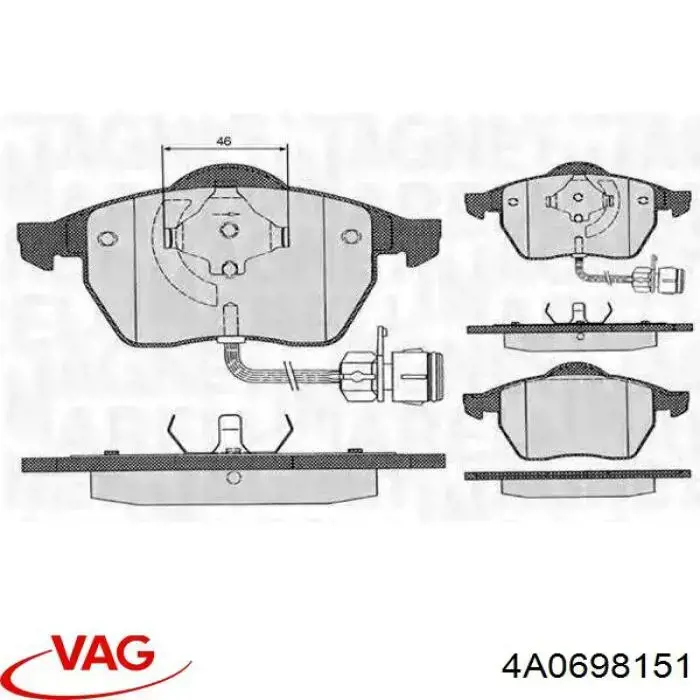 Купити 4A0698151 VAG Колодки гальмівні передні, дискові