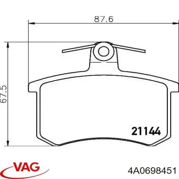 Задні гальмівні колодки VAG 4A0698451 ціна, від 13.49 USD