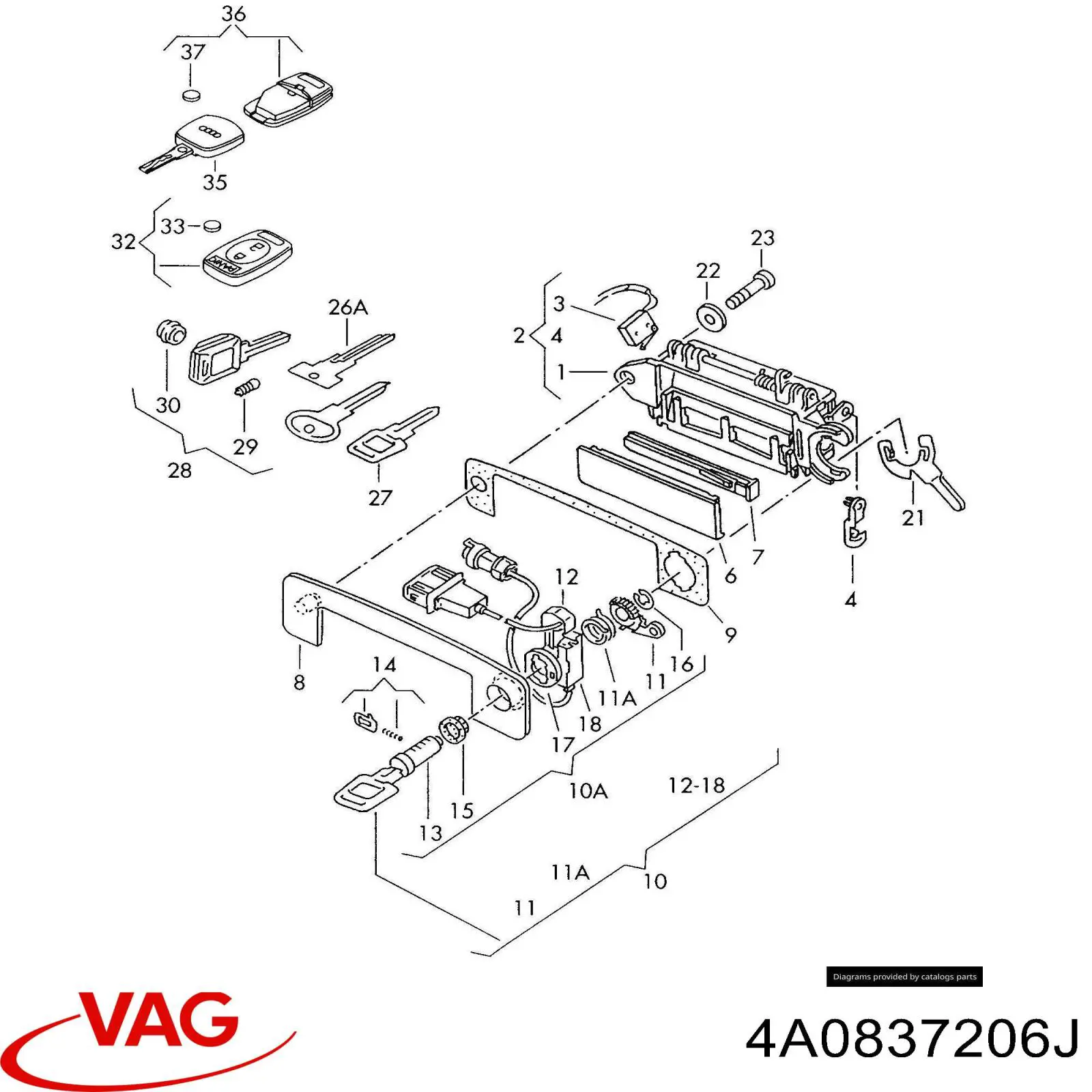 Ручка передньої двері зовнішня права VAG 4A0837206J ціна, від 5.64 USD