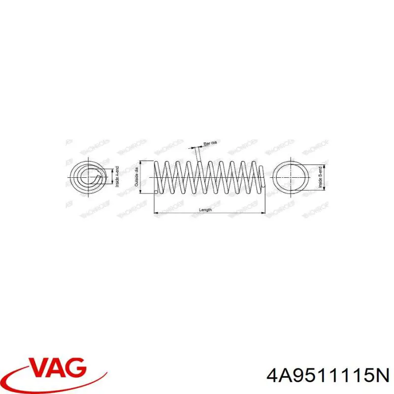 Пружина задня 4A9511115N VAG