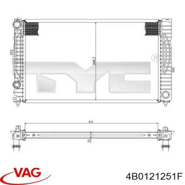 Радіатор охолодження двигуна 4B0121251F VAG