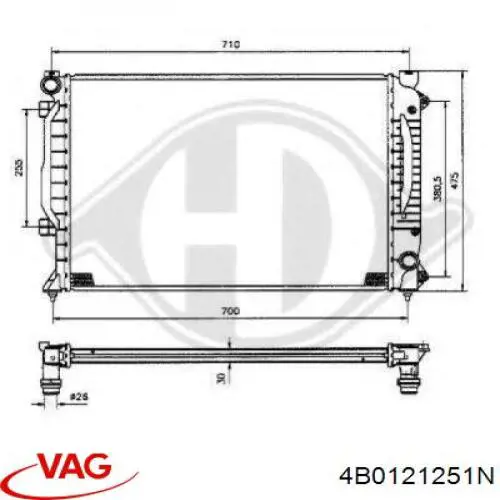 Радіатор основний VAG 4B0121251N ціна, від 114.55 USD
