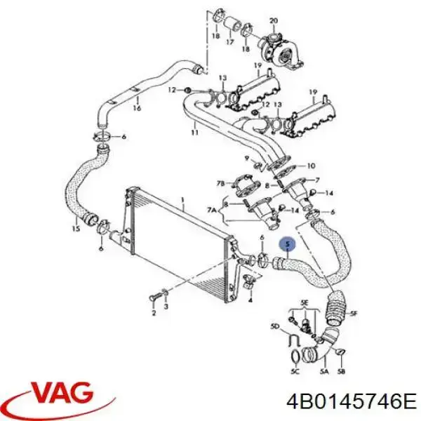 Шланг/патрубок интеркуллера VAG 4B0145746E ціна, від 19.00 USD