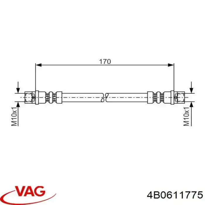 Шланг гальмівний задній VAG 4B0611775 ціна, від 5.25 USD