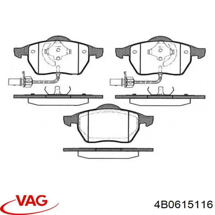 Колодки гальмівні передні, дискові 4B0615116 VAG