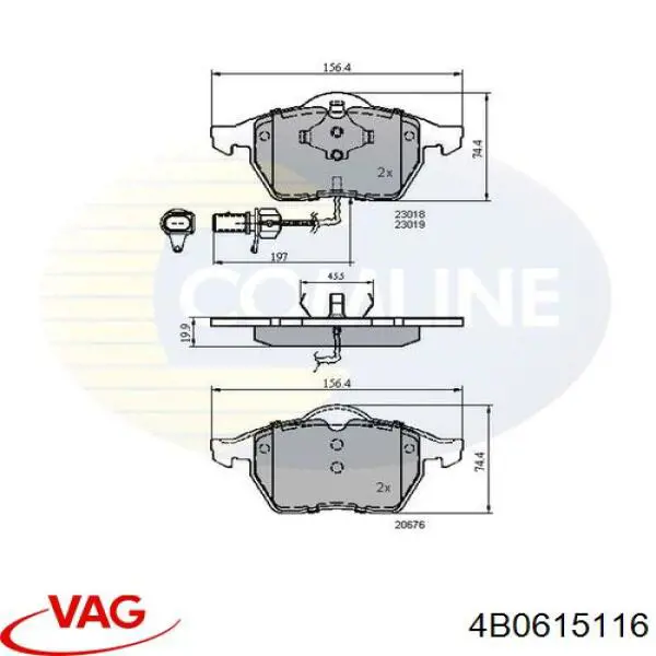 Купити 4B0615116 VAG Колодки гальмівні передні, дискові