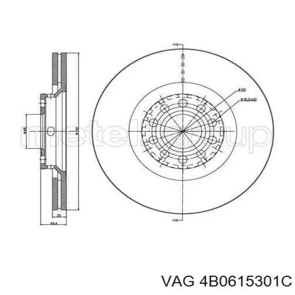 Диск переднього гальма VAG 4B0615301C ціна, від 51.32 USD