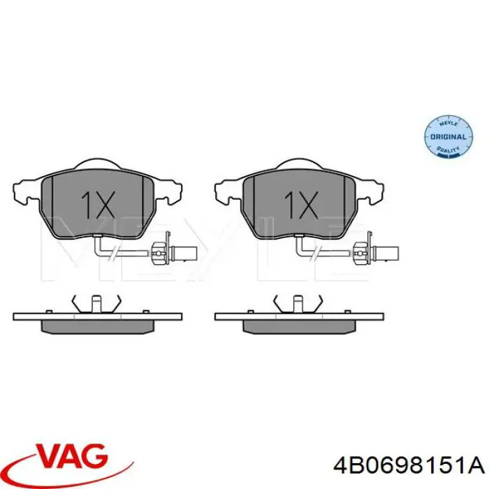 Колодки гальмівні передні, дискові 4B0698151A VAG