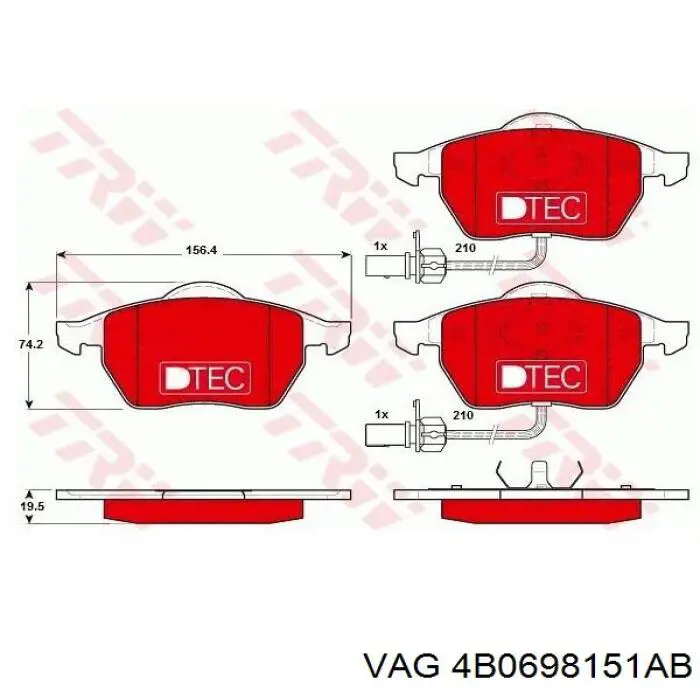 Гальмівні колодки VAG 4B0698151AB ціна, від 30.85 USD