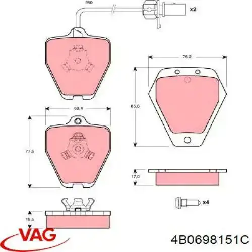 Тормозні колодки VAG 4B0698151C