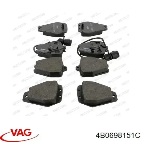 Купити 4B0698151C VAG Колодки гальмівні передні, дискові