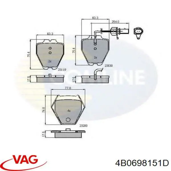 Тормозні колодки VAG 4B0698151D