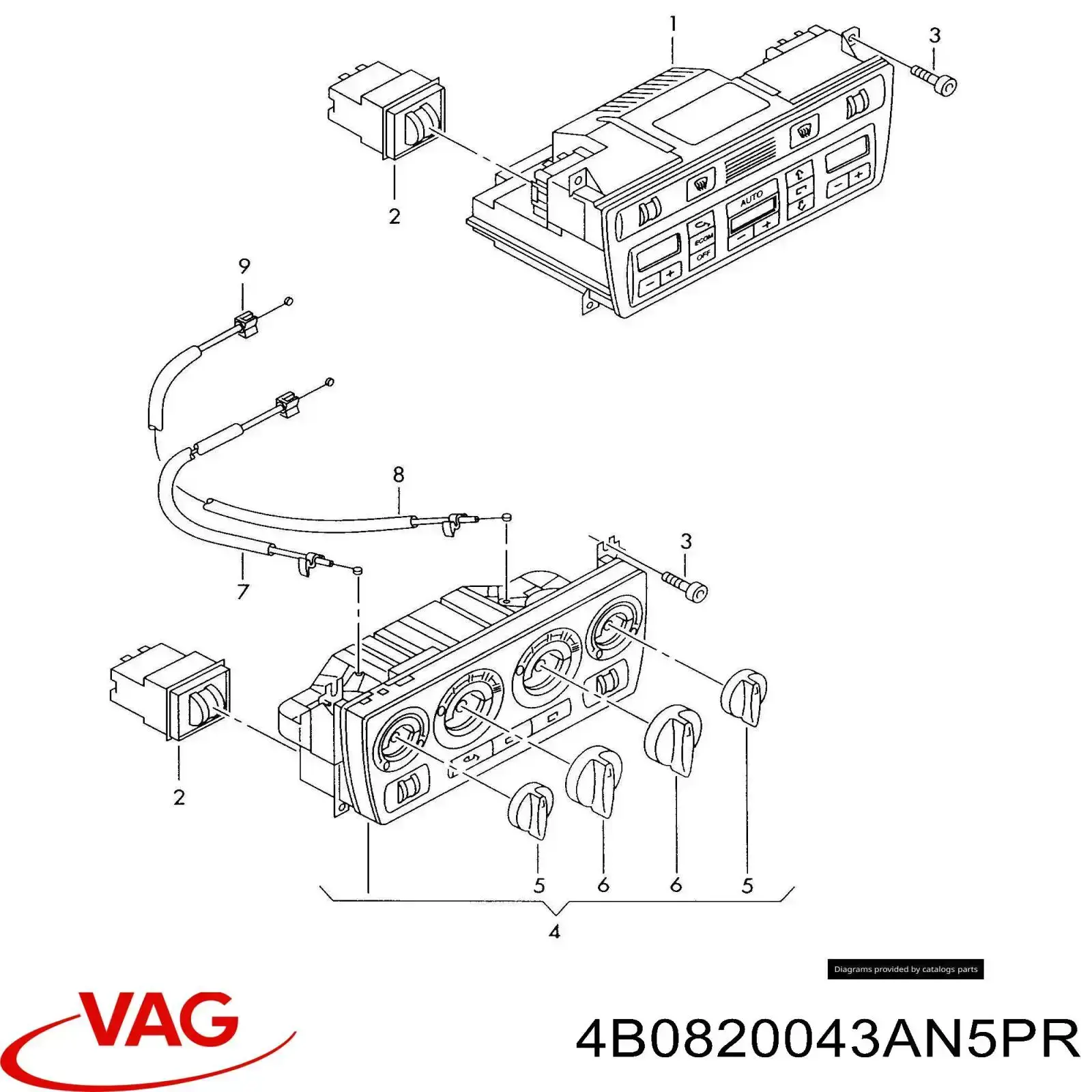 Реостат/перемикач-регулятор режиму обігрівача салону 4B0820043AN5PR VAG