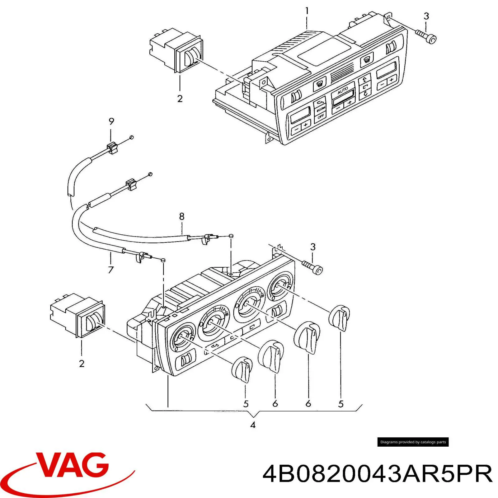 4B0820043AR5PR VAG реостат/перемикач-регулятор режиму обігрівача салону