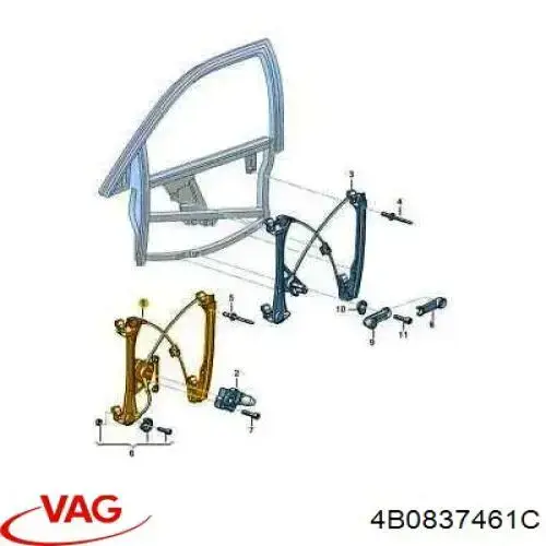 Купити 4B0837461C VAG Механізм стеклопідйомника водійських дверей