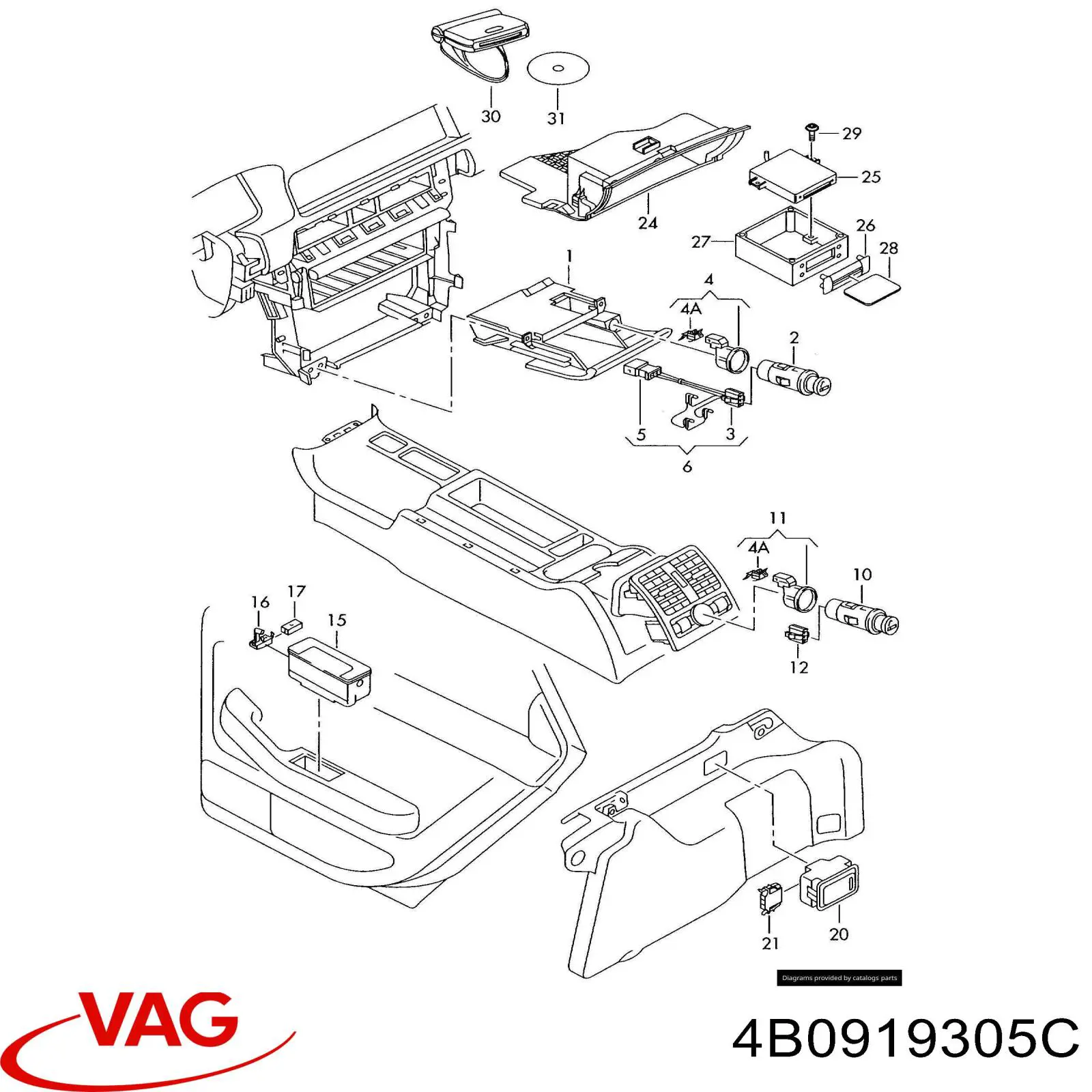 Прикуриватель VAG 4B0919305C ціна, від 10.14 USD