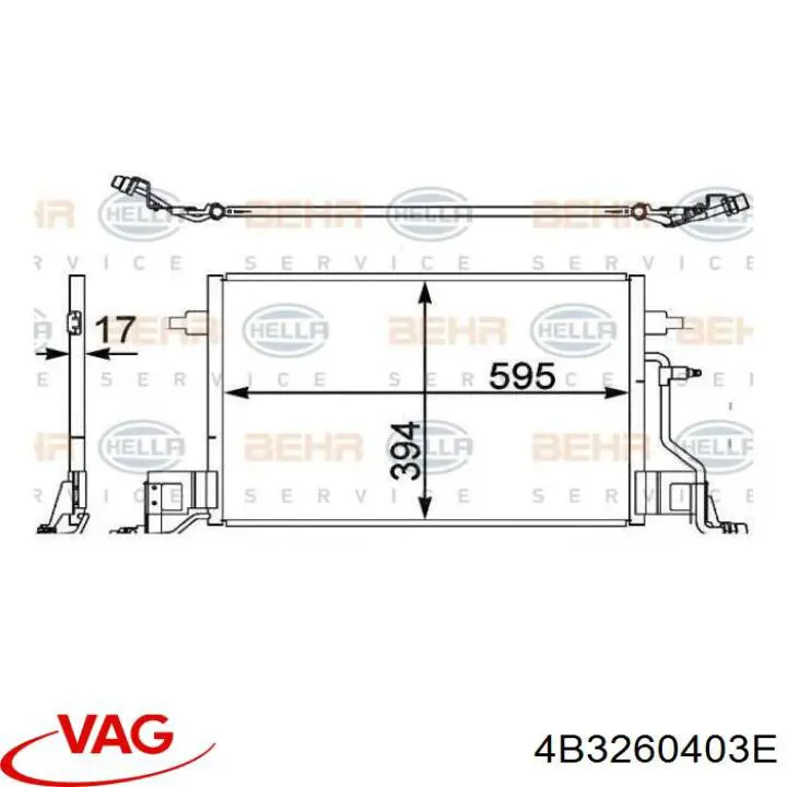 Конденсатор кондиціонера VAG 4B3260403E ціна, від 64.33 USD